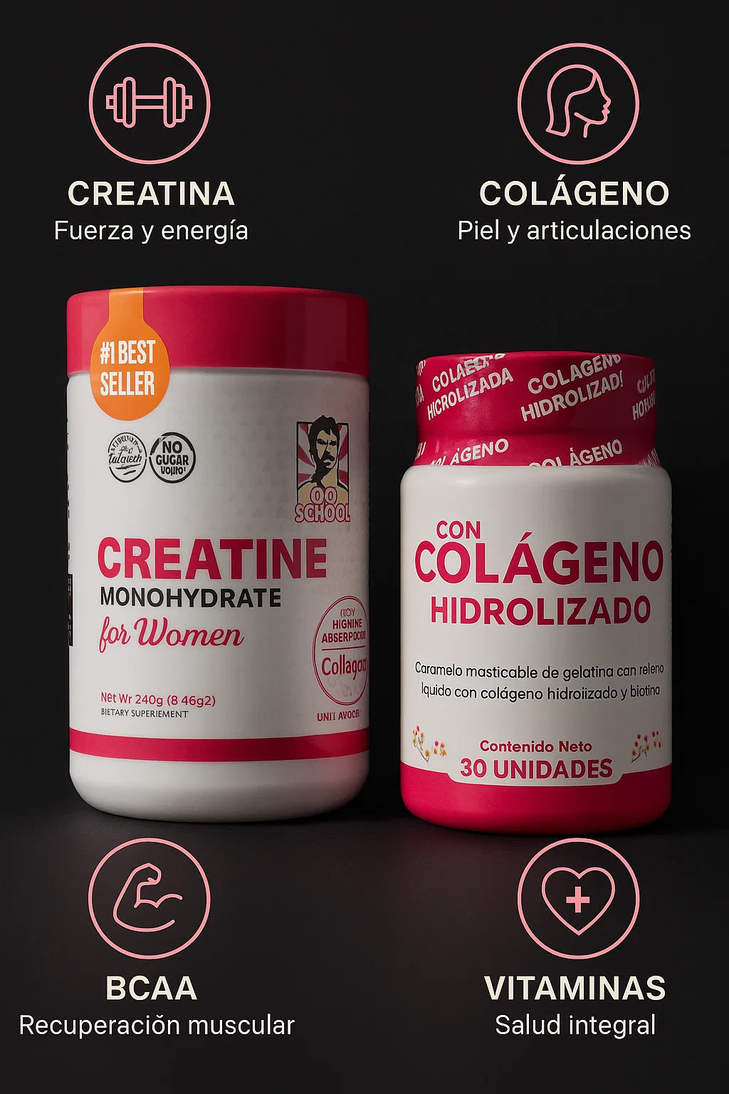 “🔥Creatina Monohidratada Old School + Colágeno GRATIS!💖 Activa tus curvas, potencia tu figura”😍 + ENVIO GRATIS